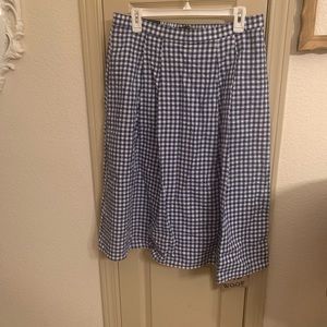 NWT banana republic blue plaid linen skirt L